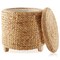 Casafield 17" Round Storage Ottoman with Lid, Handwoven Water Hyacinth Footstool for Living Room, Bedroom, Bathroom, Home Office